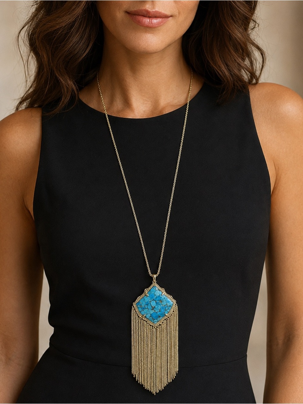 Kendra Scott Kingston Turquoise Fringe Necklace